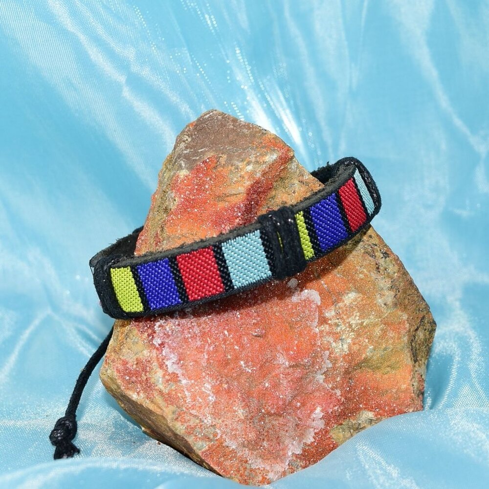Rey Ribbon Womens Colorblock Tie Bracelet Black Yellow Red Blue Gift Packaged - Picture 3 of 9